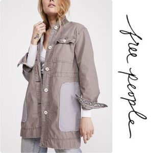 Free People apollo utility patchwork jacket shacket lilac skies army Small army